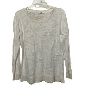 Club Monaco White Burnout Shirt Top Womens Medium Long Sleeves Knit